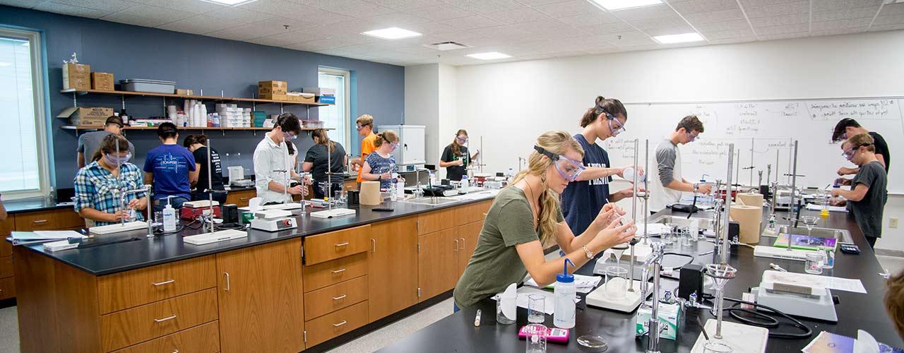 Students performing experiments in Cedarville's state of the art labs